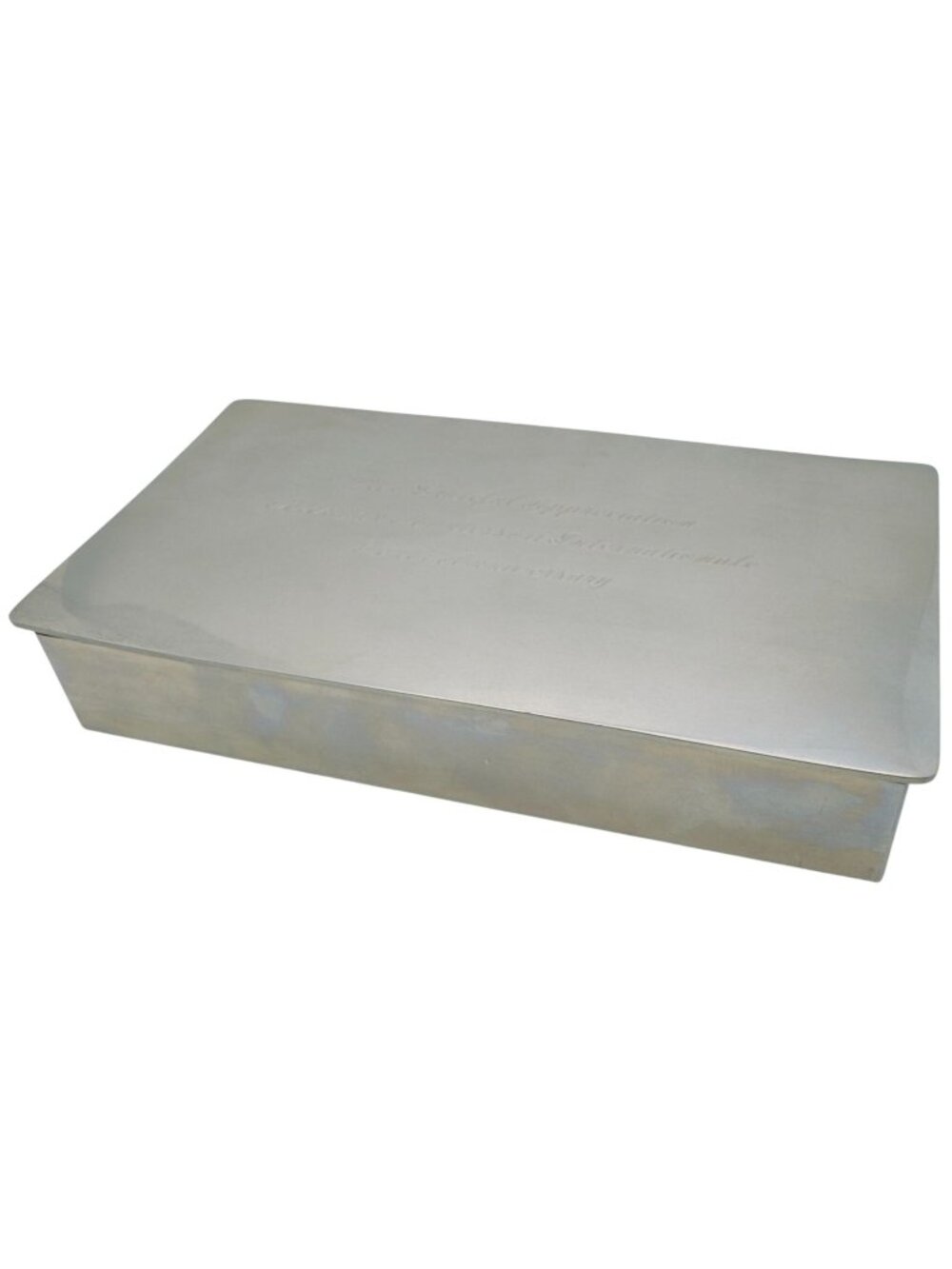 Stieff Pewter Engraved Box With Wooden Interior Compartments 9x5 Inches